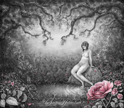 Beaktande en ros - Giclee Fine Art Print