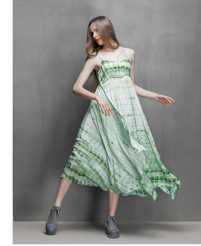 S DEER PALE GREEN ABSTRACT PRINT IRREGULAR DRESS S15281253