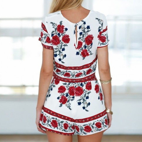 White Red Visaya Shorts Top Set Mura Boho