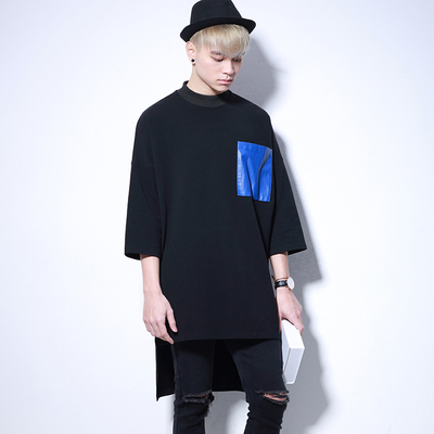 Connive spring black blue wind long slit pocket t shirt - Thumbnail 3