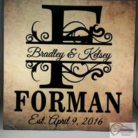 Personalized Last Name tile w/ attached easel 12x12  - Thumbnail 3