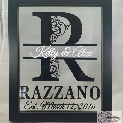 Personalized last name floating frame 8x10, wedding gift, anniversary gift