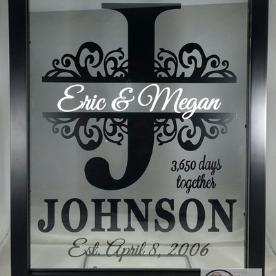 Personalized last name floating frame 8x10, wedding gift, anniversary gift