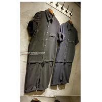 BLACK GREY STRIPED LEOTARD SHORT SLEEVED JUMPSUITS - Thumbnail 2