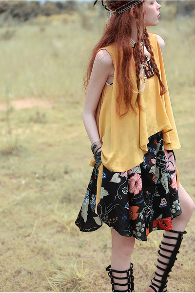 APORIA AS FLOUNCED COLLISION COLOR CHIFFON DRESS MZ01130