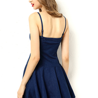 KRAZY LACE UP MINI DENIM DRESS 7955 - Thumbnail 1