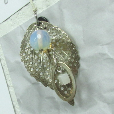 Moonstone & leaf necklace