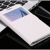 New! FLOVEME Samsung Galaxy S6 Luxury Plain Skin Leather Flip Case WHITE