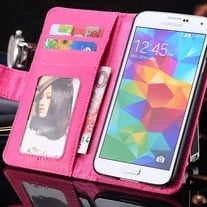 New! FLOVEME Samsung Galaxy S5/S6 Matte Wallet FLIP MAGNET Case PINK