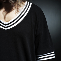 JAPANESE HARAJUKU DARK BLACK PUNK ROCK THREAD STITCHED LONG T SHIRTS - Thumbnail 3