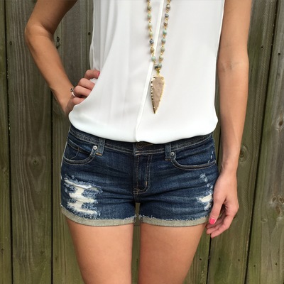 Denim distressed shorts