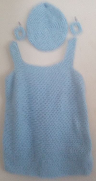 Girl Dress, Hat and Earring Set 