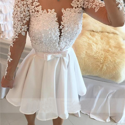 Short white prom dress homecoming dress party gown pst0692