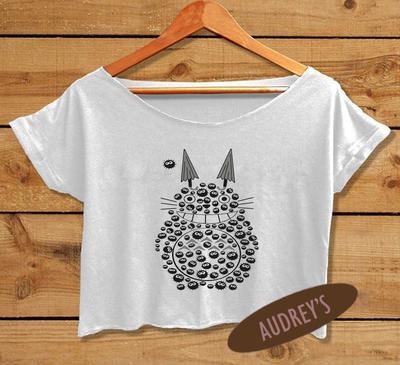 Totoro Shirt Studio Ghibli Anime Japanese Women's Crop Tee Movie