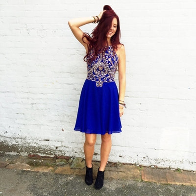Royal blue homecoming dress short prom dresses pst0919