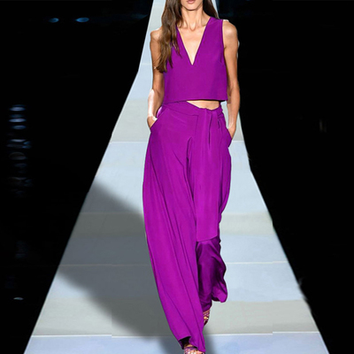 2016 SUMMER FASHION PURPLE LOOSE CASUAL SUIT