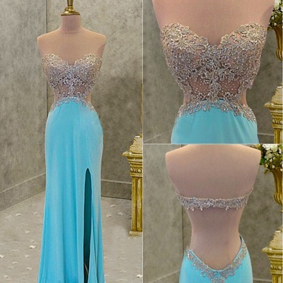 Blue prom dress, sexy prom dresses, chiffon prom dresses, 2016 prom dresses, sexy prom dresses, dresses for prom