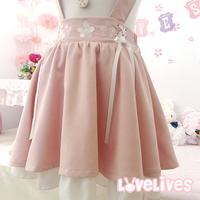 Sakura embroidered pink suspender skirt - Thumbnail 2
