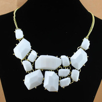 White Resin Bubble Bib Statement Necklace