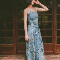 LUCAS VINTAGE BLUE SILK LOOSE HIGH WAIST CULOTTES - Thumbnail 2