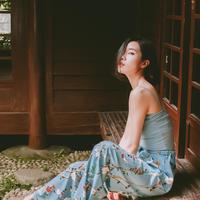 LUCAS VINTAGE BLUE SILK LOOSE HIGH WAIST CULOTTES - Thumbnail 3