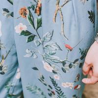 LUCAS VINTAGE BLUE SILK LOOSE HIGH WAIST CULOTTES - Thumbnail 4