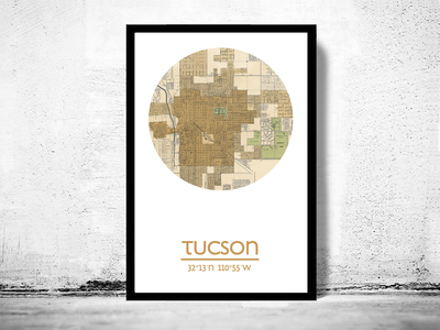 TUCSON - city poster - city map poster print