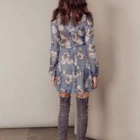 FLL BLUE FLORAL EMBROIDERED PARTY DRESS - Thumbnail 1