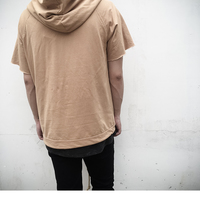 CAMEL BLACK SHORT SLEEVED PULLOVER HOODIE THIN T SHIRTS - Thumbnail 1