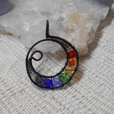 Chakra crystal moon necklace