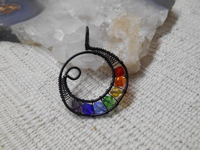 Chakra crystal moon necklace