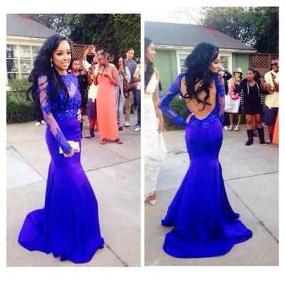 Custom made sexy backless prom dresses, royal blue mermaid prom dress,evening dress,long sleeves prom dress 2015,mermaid prom dress
