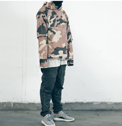 SEASON 2 KNY WEST DESIGN CAMO LONG SLEEVED HOODIE SWEATSHIRTS
