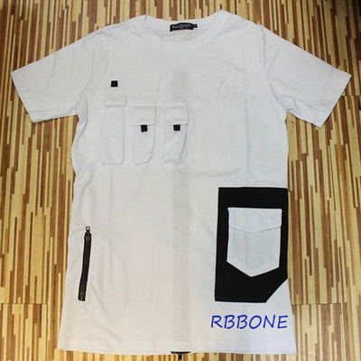 Blmn short sleeved pocket extended zipper white t shirt - Thumbnail 4