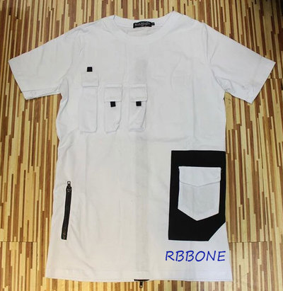 BLMN SHORT SLEEVED POCKET EXTENDED ZIPPER WHITE T SHIRT