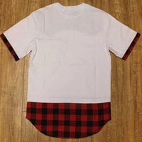 RED WHITE PLAID JAY Z TEE FAUX LEATHER SWAG TEE SHIRTS - Thumbnail 1