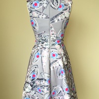CYNTHIA ROWLEY Fit & Flare "Rhinestone Stars" Print Dress With Pockets - Thumbnail 3