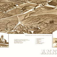 Anniston, Alabama in 1887 - Bird's Eye View Map, Aerial, Panorama, Vintage, Antique, Reproduction, Giclée, Fine Art, Wall Map, History - Thumbnail 4