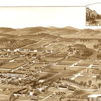Anniston, Alabama in 1887 - Bird's Eye View Map, Aerial, Panorama, Vintage, Antique, Reproduction, Giclée, Fine Art, Wall Map, History - Thumbnail 1