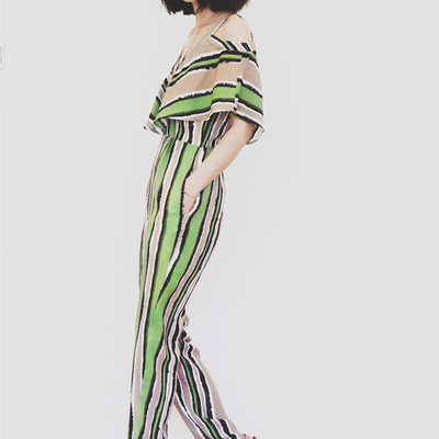 Japanese brand vintage style striped jump suit - Thumbnail 4