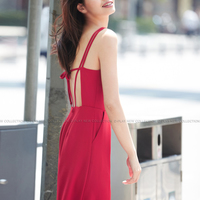 DE ROMA FASHION D PLAY RED V NECK JUMPSUIT D510626 - Thumbnail 3