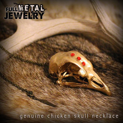 Genuine chicken skull necklace