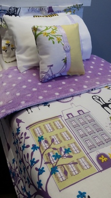 18" Doll Bedding Purple Paris Doll Bedding for American Girl Dolls
