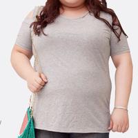 XL-4XL Gray/Black/Pink Plus Size Shoulder Off T-Shirt SP166561 - Thumbnail 1