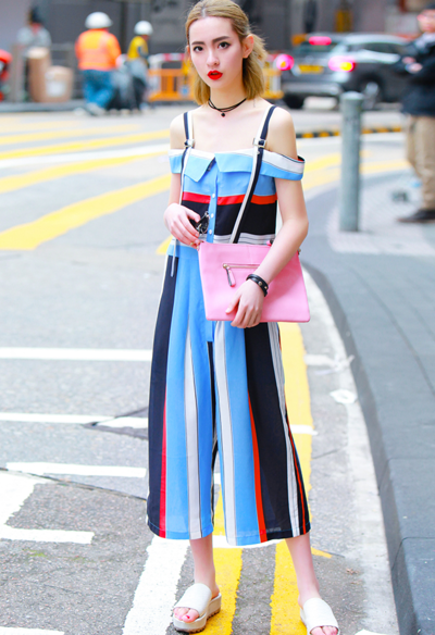 JAPANESE BRAND STREET STYLE MULTICOLOR STRIPED JUMPSUIT ST1603040