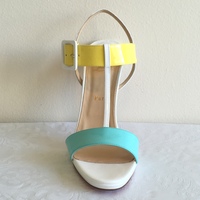 CHRISTIAN LOUBOUTIN "Beltega" Colorblock T-strap Sandals - Thumbnail 1