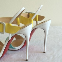 CHRISTIAN LOUBOUTIN "Beltega" Colorblock T-strap Sandals - Thumbnail 3