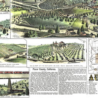 Auburn, California in 1887 - Bird's Eye View, Map, Aerial, Panorama, Vintage, Antique, Fine Art, Wall Art, History - Thumbnail 1