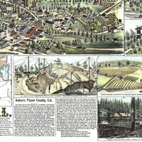 Auburn, California in 1887 - Bird's Eye View, Map, Aerial, Panorama, Vintage, Antique, Fine Art, Wall Art, History - Thumbnail 2