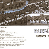 Buena Vista, Colorado in 1882 - Bird's Eye View Map, Aerial map, Panorama, Vintage, Antique map, Reproduction, Fine Art, Wall Art, History - Thumbnail 1